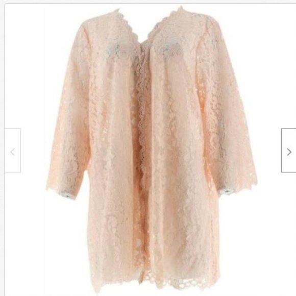 Isaac Mizrahi Tops - Isaac Mizrahi Open Front 3/4 Sleeve Lace Kimono